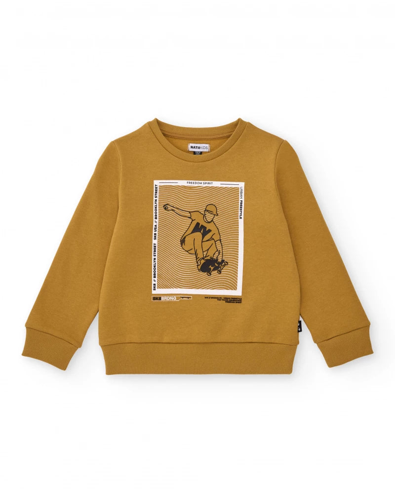 felpa-senape-per-bambino-con-stampa-skater-nath