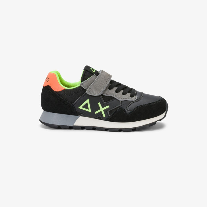 Sneaker Boy's Jaki Fluo in nylon e suede nero - SUN 68