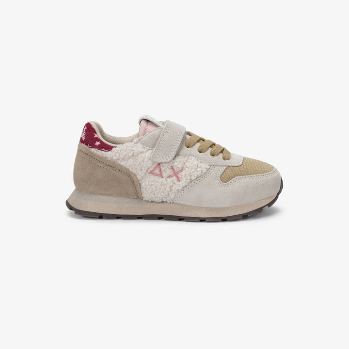 Sneaker Girl's Ally Winter in suede e teddy bianco panna - SUN68