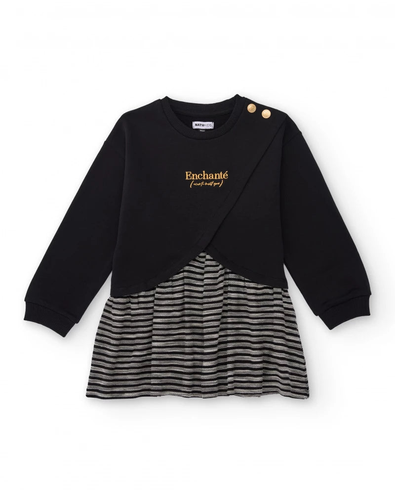 abito-felpa-nero-per-bambina-con-gonna-a-righe-e-ricamo
