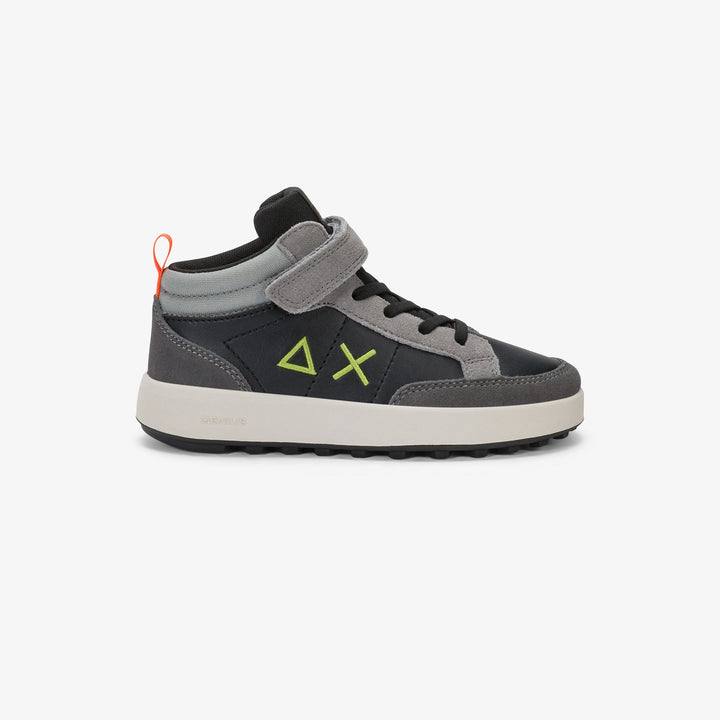 Sneaker Boy's Genius Midi in suede e PU nero/grigio scuro - SUN68