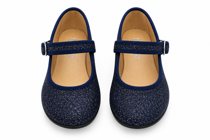 Ballerine in pelle glitter blu - PANYNO