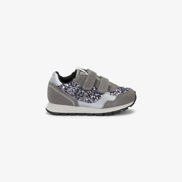 Sneaker Girl's Ally in suede con paillettes argento - SUN68