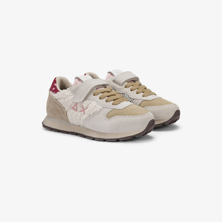 Sneaker Girl's Ally Winter in suede e teddy bianco panna - SUN68
