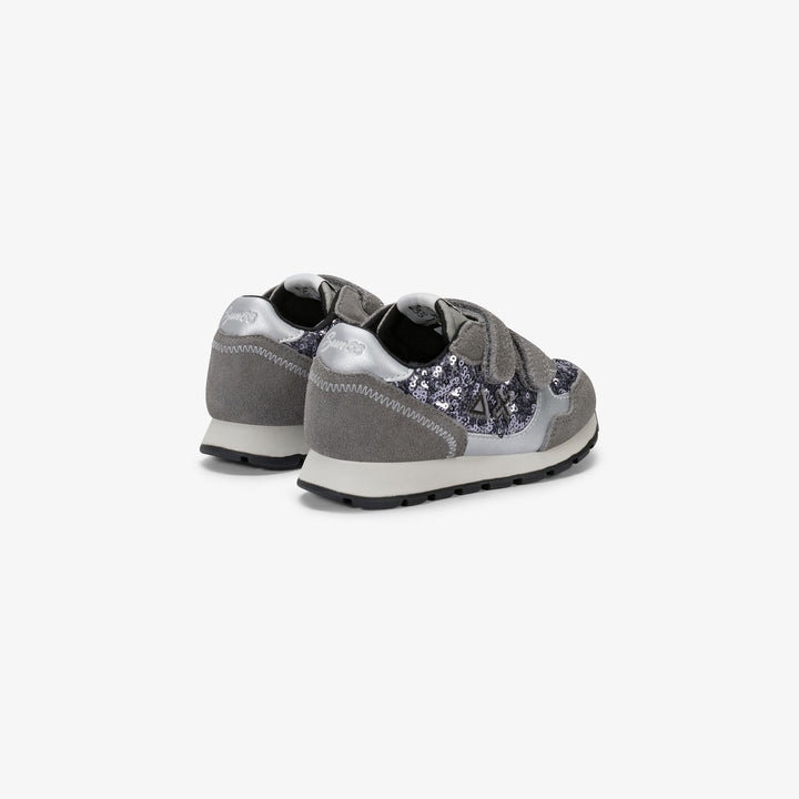 Sneaker Girl's Ally in suede con paillettes argento - SUN68
