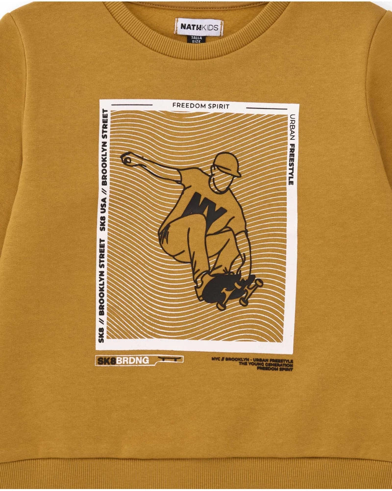 felpa-senape-per-bambino-con-stampa-skater-nath