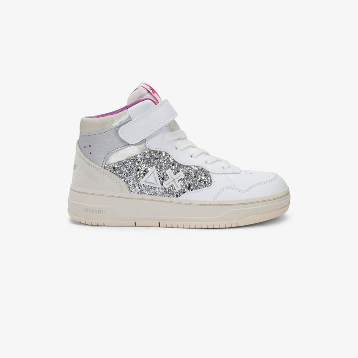Sneaker Girl's Big Basket Love Lady con paillettes bianco - SUN68